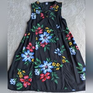 Old Navy Black Floral Sleeveless Dress With Detachable Inner - XS